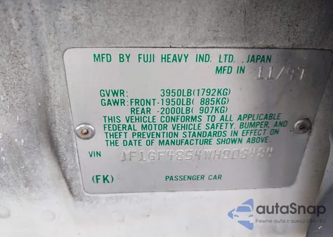 1998 Subaru Impreza Outback Sport from USA, damaged, VIN JF1GF4854WH808484